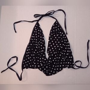 Black and White Polka Dot Halter Cowl Neck Top